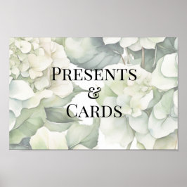 Elegante witte groene waterverf bloemenbruiloft poster