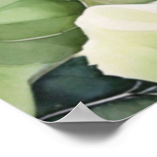 Elegante witte groene waterverf bloemenbruiloft poster (Hoek)