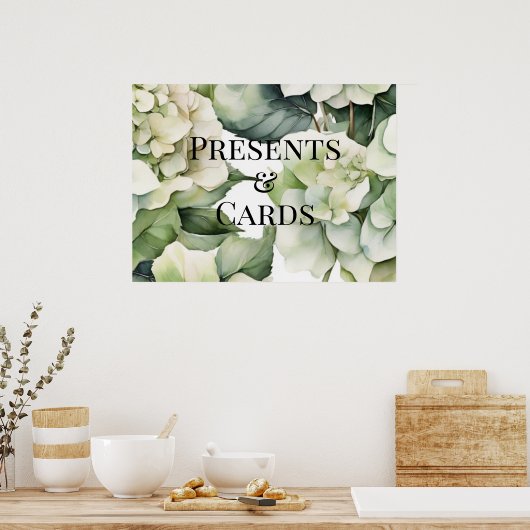 Elegante witte groene waterverf bloemenbruiloft poster (Keuken)