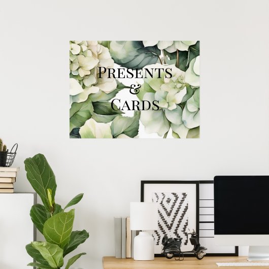 Elegante witte groene waterverf bloemenbruiloft poster (Thuiskantoor)