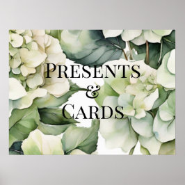 Elegante witte groene waterverf bloemenbruiloft poster