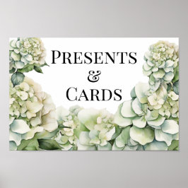 Elegante witte groene waterverf bloemenbruiloft poster