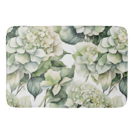 Elegante witte groene waterverf bloemenhortensia's badmat