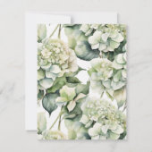 Elegante witte groene waterverf bloemenhortensia's bedankkaart (Achterkant)
