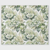 Elegante witte groene waterverf bloemenhortensia's cadeaupapier (Vlak)