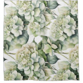 Elegante witte groene waterverf bloemenhortensia's douchegordijn (Voorkant)