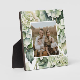 Elegante witte groene waterverf bloemenhortensia's fotoplaat