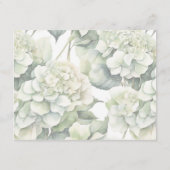 Elegante witte groene waterverf bloemenhortensia's informatiekaartje (Achterkant)