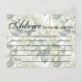 Elegante witte groene waterverf bloemenhortensia's informatiekaartje