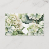 Elegante witte groene waterverf bloemenhortensia's informatiekaartje (Achterkant)