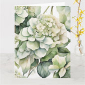 Elegante witte groene waterverf bloemenhortensia's kaart (Gele Bloem)