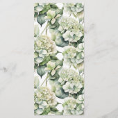 Elegante witte groene waterverf bloemenhortensia's menu (Achterkant)