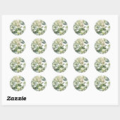 Elegante witte groene waterverf bloemenhortensia's ronde sticker (Vel)