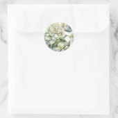 Elegante witte groene waterverf bloemenhortensia's ronde sticker (Tas)