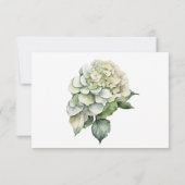 Elegante witte groene waterverf bloemenhortensia's RSVP kaartje (Achterkant)