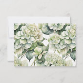 Elegante witte groene waterverf bloemhydrangea save the date (Achterkant)