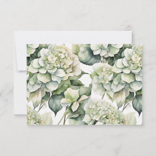 Elegante witte groene waterverf bloemhydrangea save the date (Achterkant)