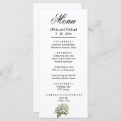 Elegante witte groene waterverf bloemige hortensia menu (Voorkant / Achterkant)