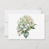 Elegante witte groene waterverf bloemige hortensia save the date (Achterkant)