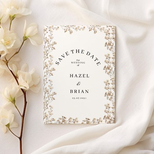 Elegante witte gypsophila floral Save the Date Kaart