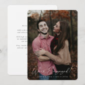 Elegante witte handgeschreven script trouwfoto aankondiging (Voorkant / Achterkant)