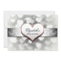 Elegante witte harten bruids douche uitnodiging