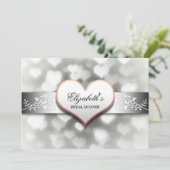 Elegante witte harten bruids douche uitnodiging (Staand voorkant)