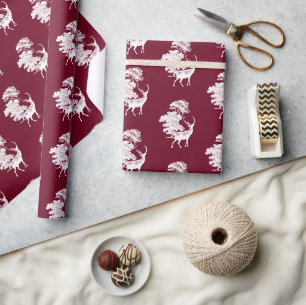 Elegante witte herten in Woodland op Bourgondië Cadeaupapier