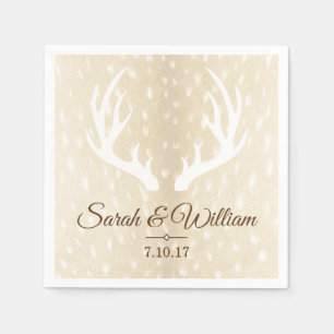 Elegante witte hertengewei & Fawn Hide Print Servet