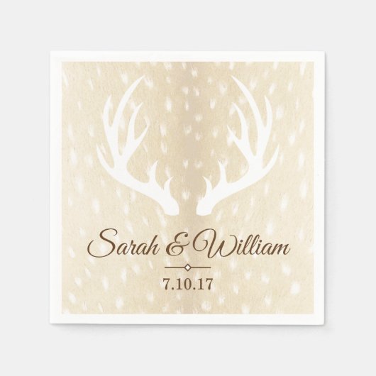 Elegante witte hertengewei & Fawn Hide Print Servet (Voorkant)