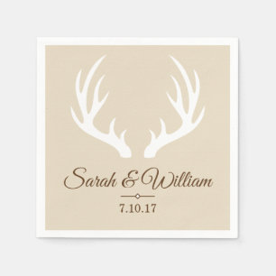 Elegante witte hertenhoorns & Taupe   Gepersonalis Servet
