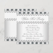 Elegante witte hete verjaardagsfeestuitnodiging kaart (Voorkant / Achterkant)