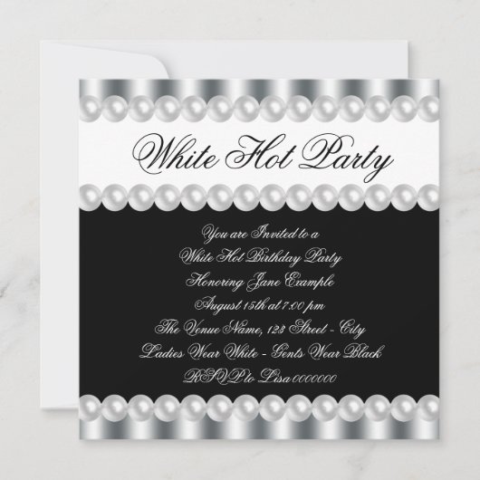 Elegante witte hete verjaardagsfeestuitnodiging kaart (Voorkant)