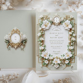 Elegante witte hibiscus met Faux Gold Kaart