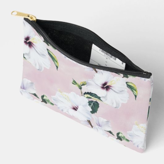 Elegante witte hibiscus op zachte roze achtergrond etui (Open)