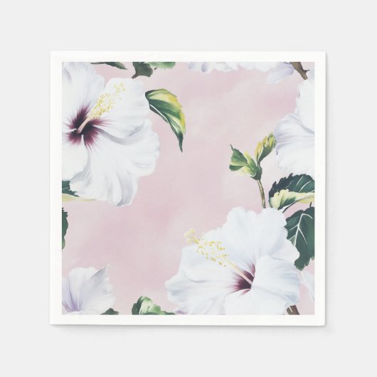 Elegante witte hibiscus op zachte roze achtergrond servet (Voorkant)