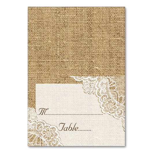 Elegante witte hoekkant op jute bruiloft kaart (Voorkant)