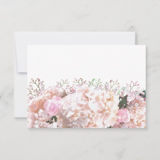 Elegante witte hortensia als roze rozen RSVP (Achterkant)