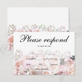 Elegante witte hortensia als roze rozen RSVP (Voorkant / Achterkant)