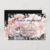 Elegante witte hortensia als roze rozen RSVP (Voorkant / Achterkant)