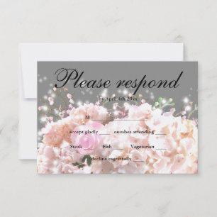 Elegante witte hortensia als roze rozen RSVP Kaartje