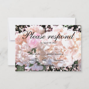 Elegante witte hortensia als roze rozen RSVP Kaartje