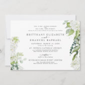 Elegante witte hortensia beide ouders bruiloft kaart (Voorkant)