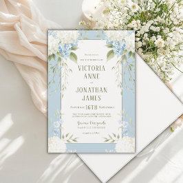 Elegante Witte Hortensia Blauwe Bloemige Trouw Uit Kaart