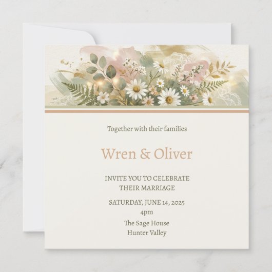 Elegante witte hortensia bloem bruiloft kaart (Voorkant)