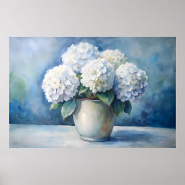 Elegante witte hortensia bloemboeket poster