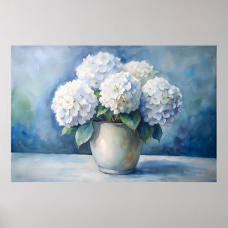 Elegante witte hortensia bloemboeket poster