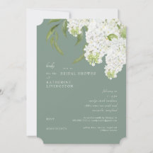 Elegante witte hortensia donkergroene bruidsdouche