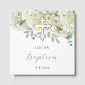 Elegante witte hortensia doop gastenboek (Voorkant)
