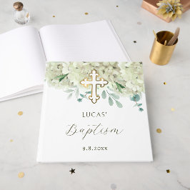 Elegante witte hortensia doop gastenboek